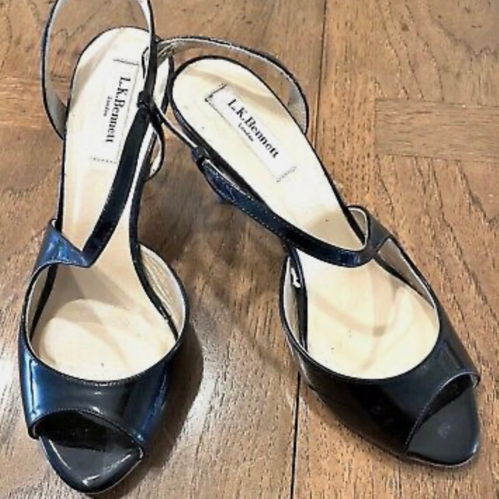 L.K.Bennett London PALMITA Black patent  leather heels 7.5